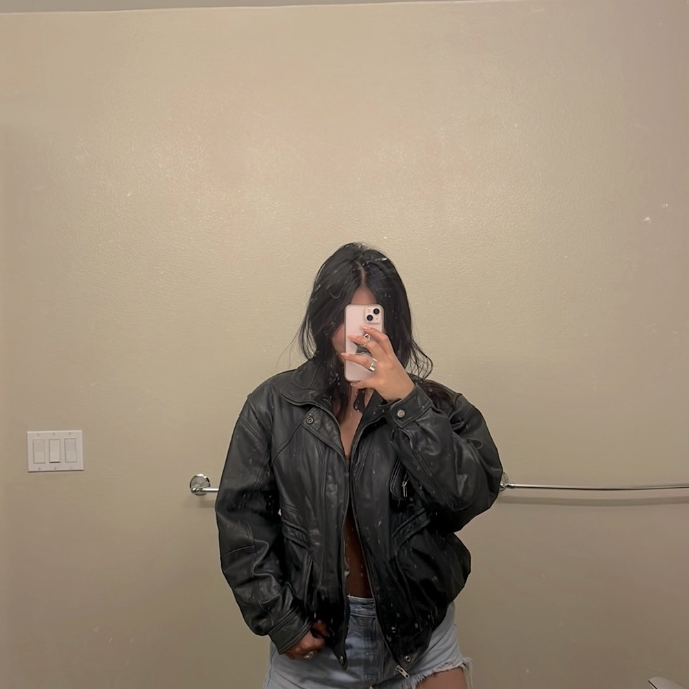 Vintage genuine leather bomber jacket